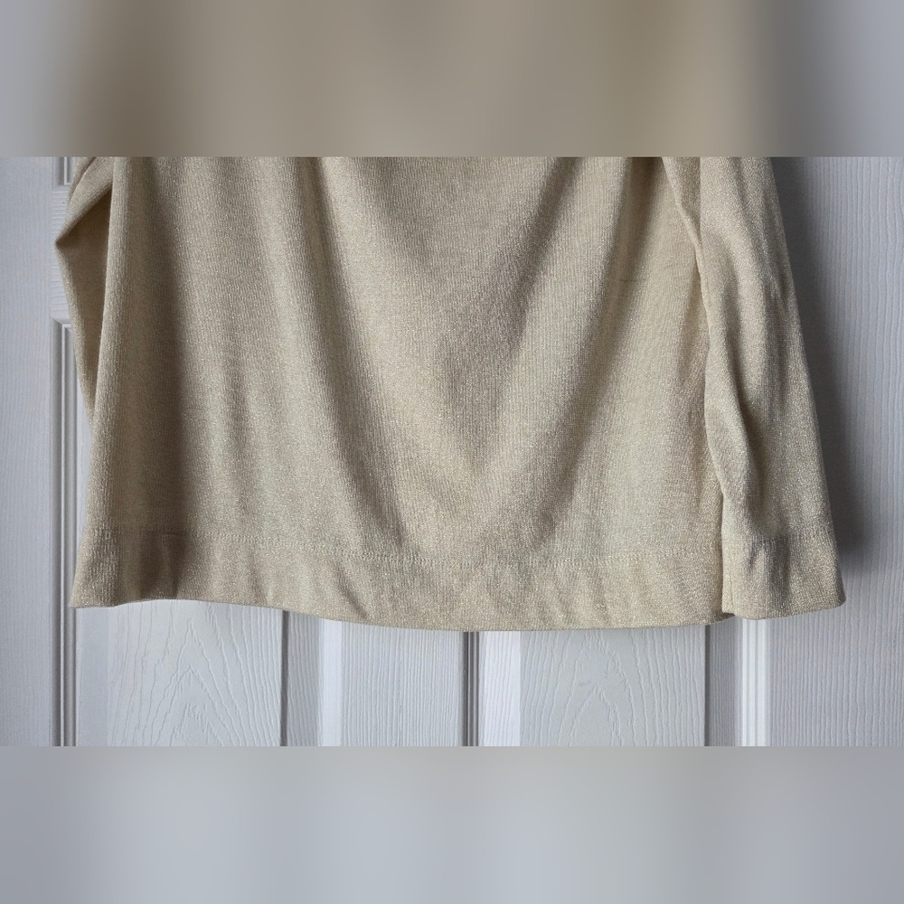 LOFT Cream Shimmery Off-Shoulder Blouse Size L - Picture 4 of 11